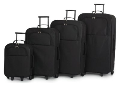 Go Explore 4 piece Wheeled Soft Luggage Set - Black.